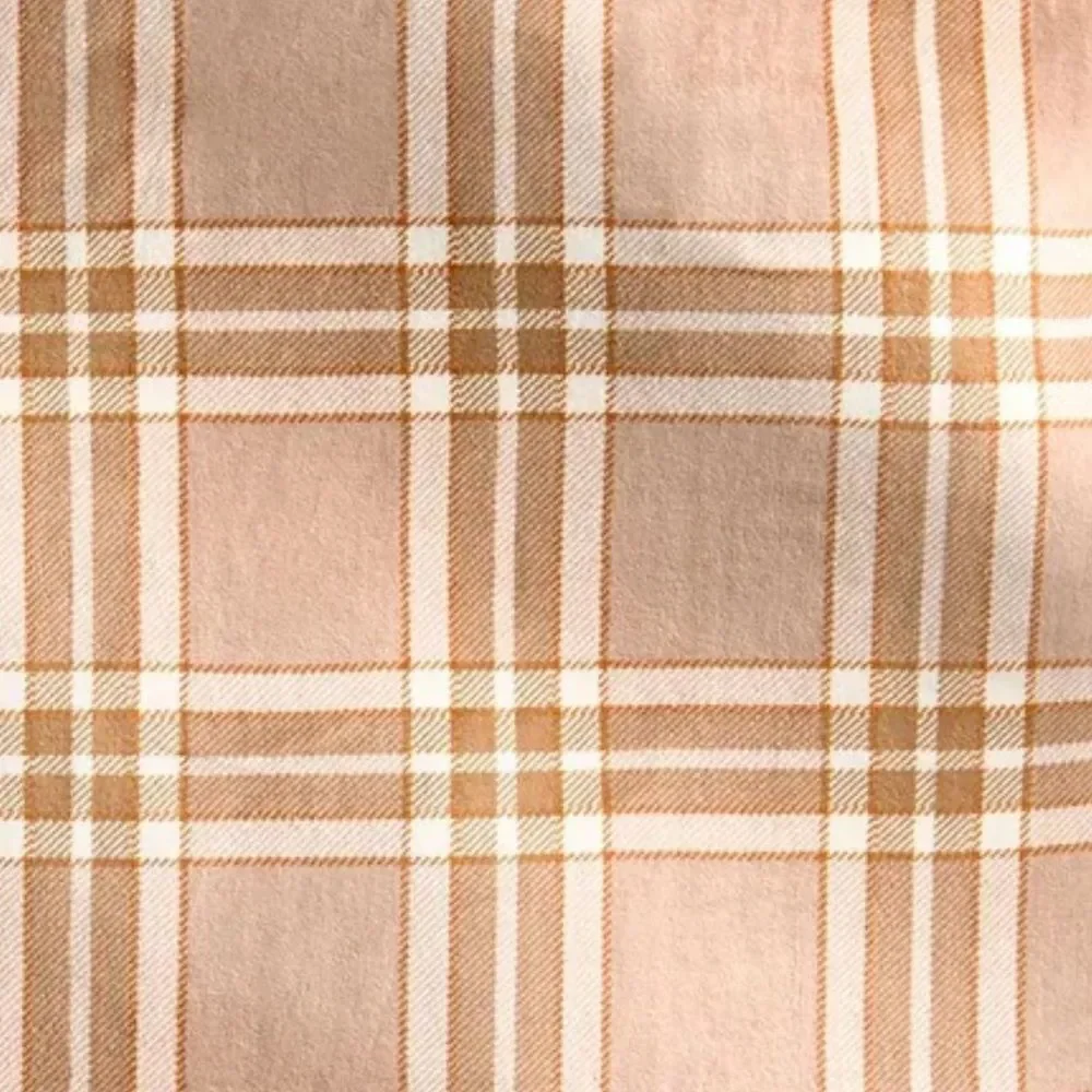 VERA BRADLEY Tan Ivory Brown Plaid Essential Throw Blanket in Fleece